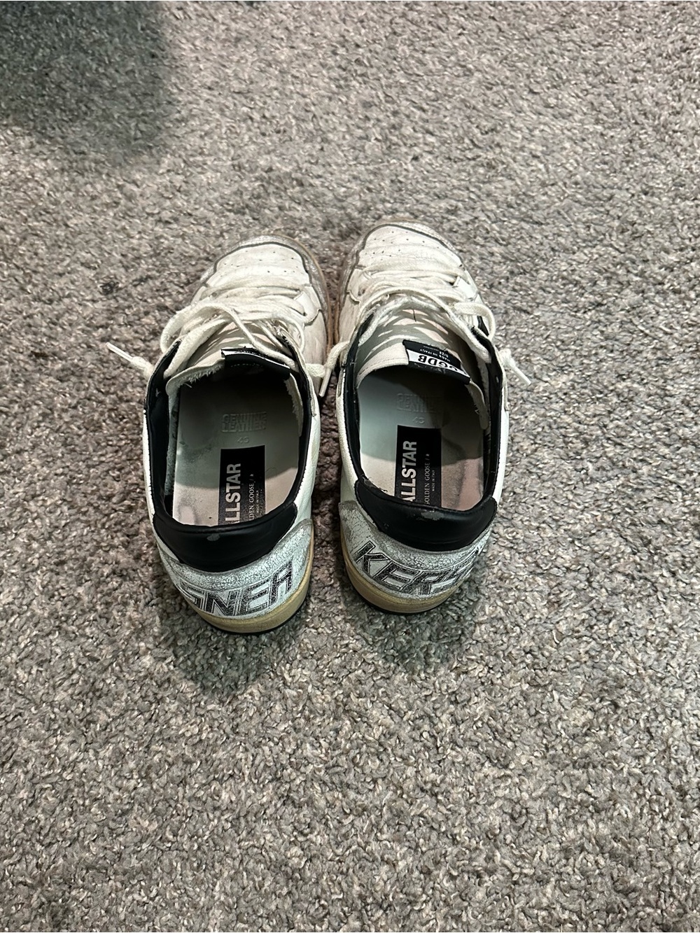 Golden Goose Ball Star Sneakers White Black Star Distressed Leather Low Top GGDB
